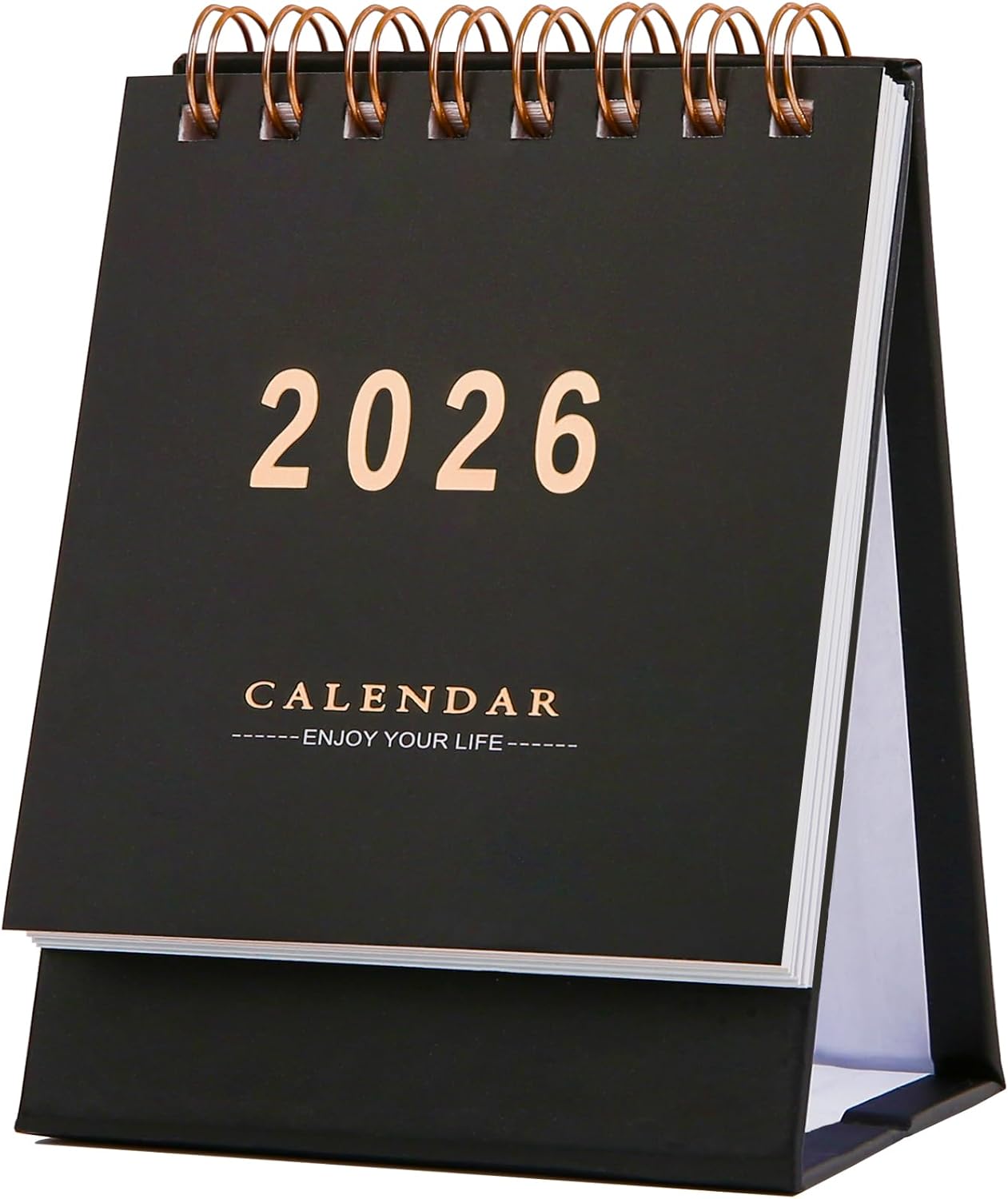 Mini Desk Calendar 2025-2026 - Runs From July 2025 until Dec 2026 Monthy Small Desktop Calendar 250 GSM Thick Paper Twin-Wire Binding for Home or Office (Black)