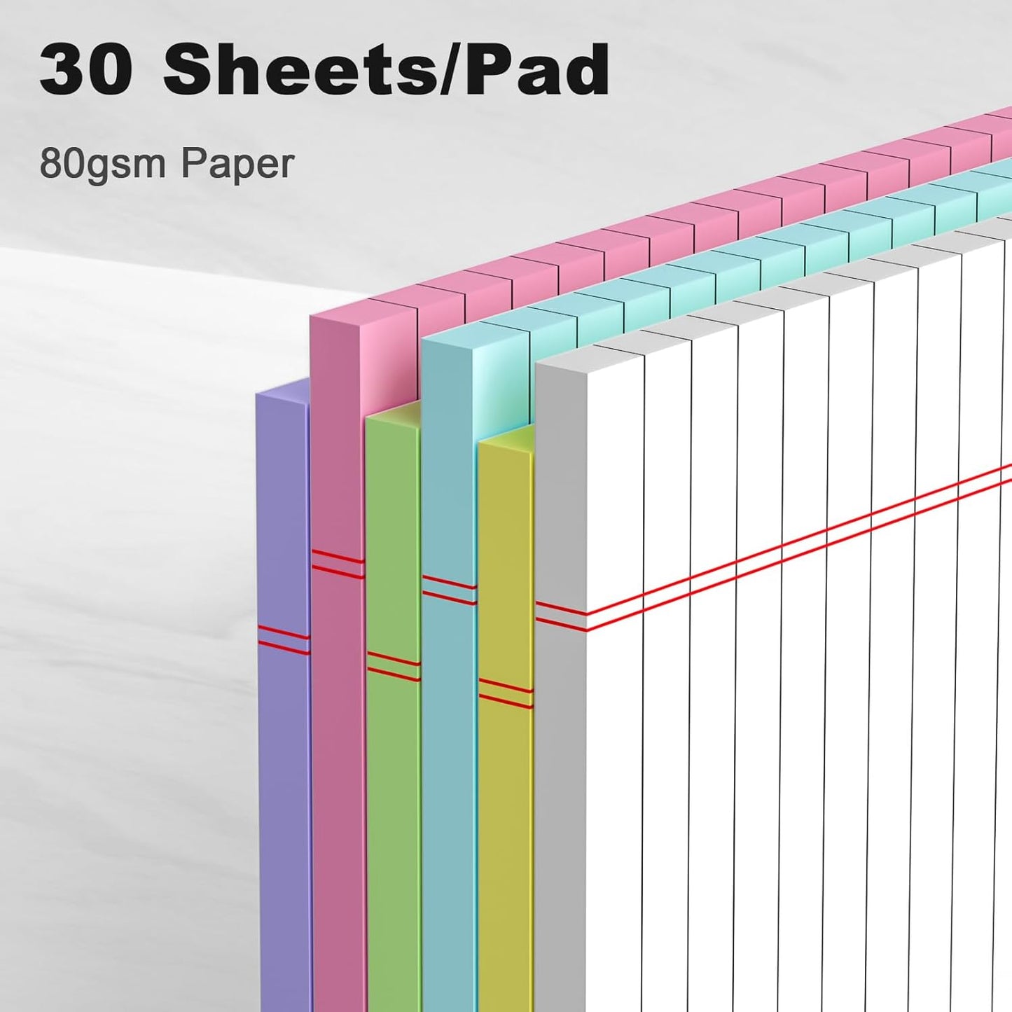 Small Note Pads 5x8" – 6 Vibrant Colors Notepad, College Ruled, 30 Sheets Each | Perfect for Work, School & Creative Notes! Legal Pads 5 x 8 Perforated Narrow Ruled Pads of Paper (Multicolor 6)