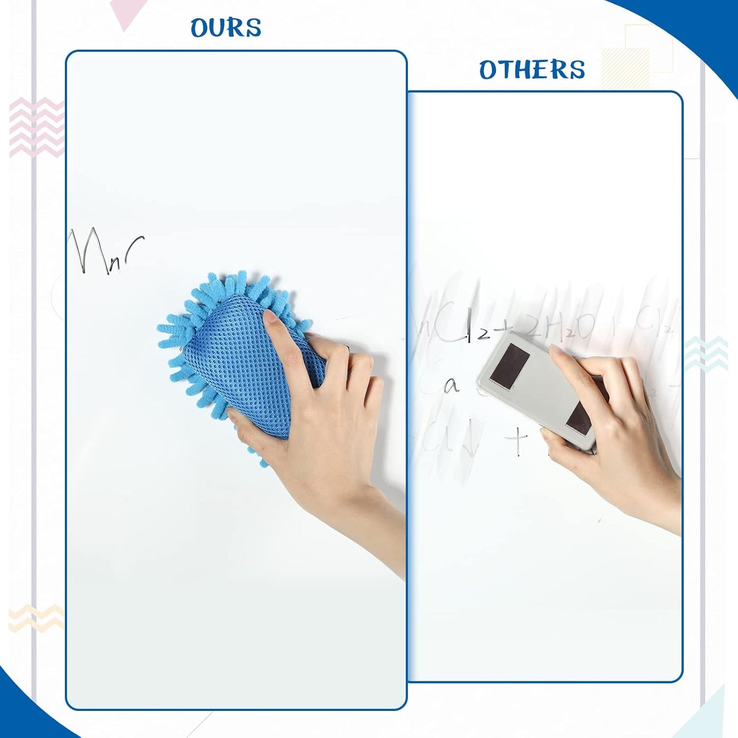 Epakh 12 Pieces Magnetic Microfiber Dry Eraser Microfiber Whiteboard Washable Shag Erase Board for Markers Chalk Home Classroom and Office(Grey, Neon Green, Neon Yellow, Red, Pink, Blue)