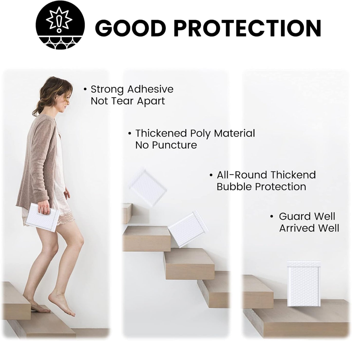 Fuxury Bubble Mailers 4x8" 800Pcs Bulk, Waterproof Padded Envelopes Usable Size 4x7", Cushioning Small Mailing Envelopes, Padded Mailers Shipping Bags for Small Business Packing, #000 White