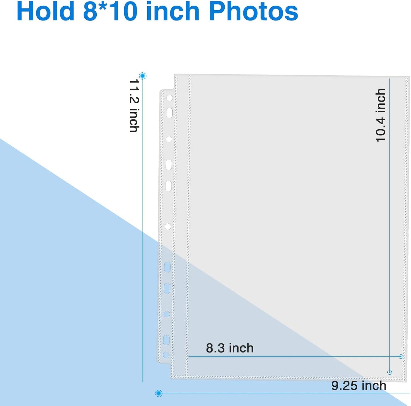 Sooez 30 Pack Heavy Duty Photo Sleeves for 3 Ring Binder (for 60 Pictures), Clear Archival Sleeves, 8x10 & 8.5x11