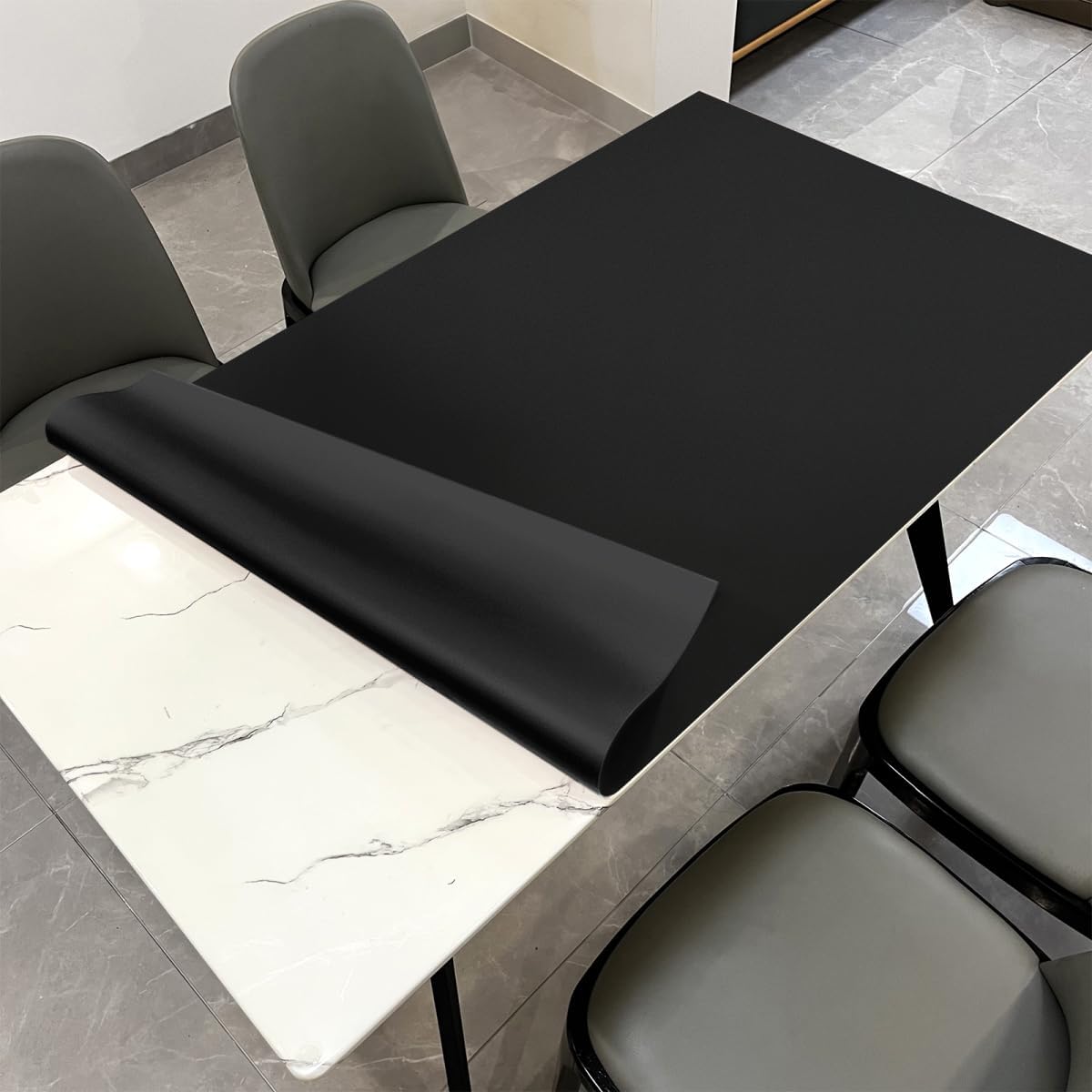 Dining Table Cover for Dining Room Table - Can Be Used On Both Sides Waterproof and Easy to Clean Good Flatness Used for Dining Table(Black+Black 44x60)