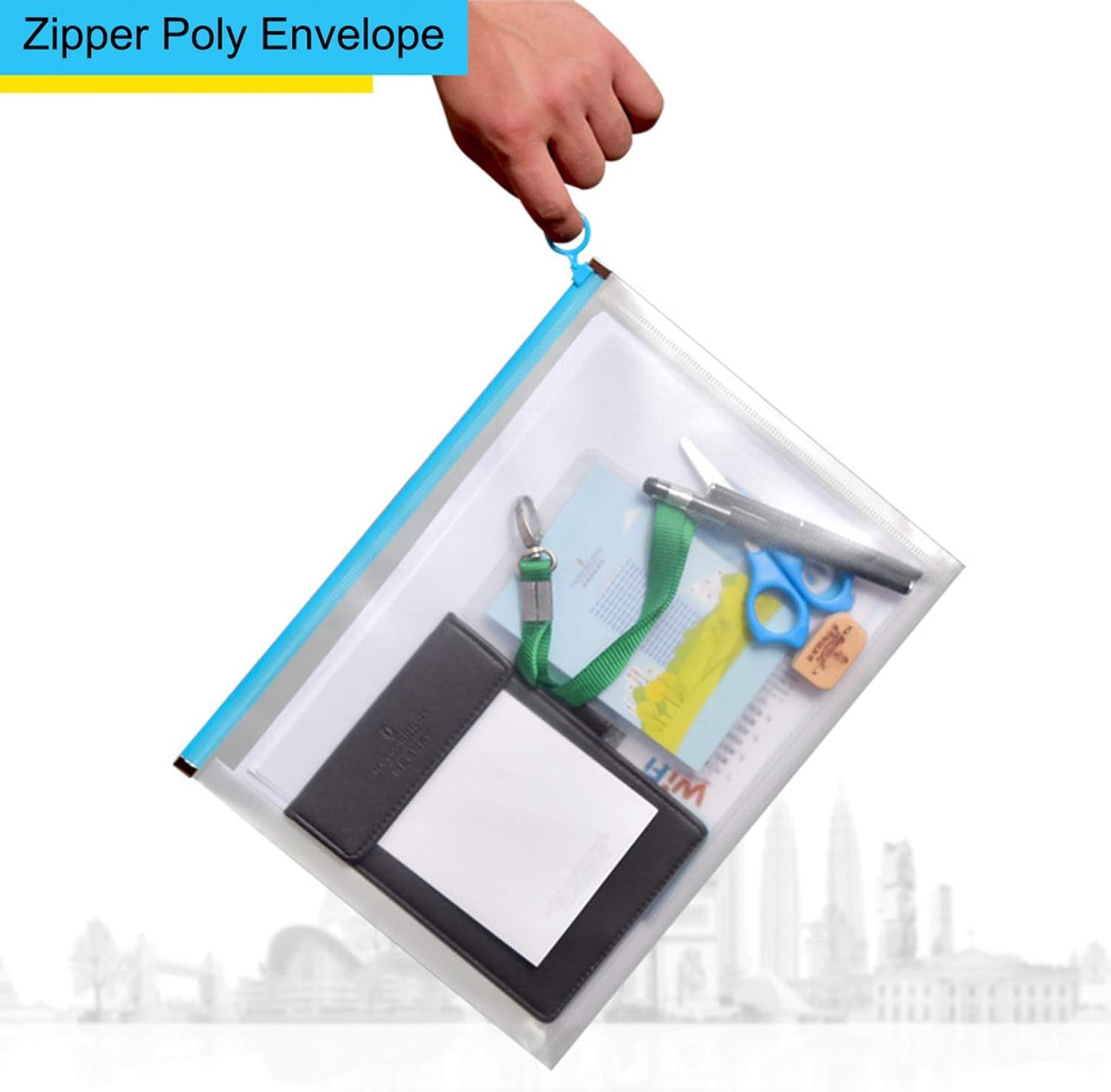 9x12 Clear Zip Plastic Envelopes File Document Paper Holder Pack of 4 (4 Pack)