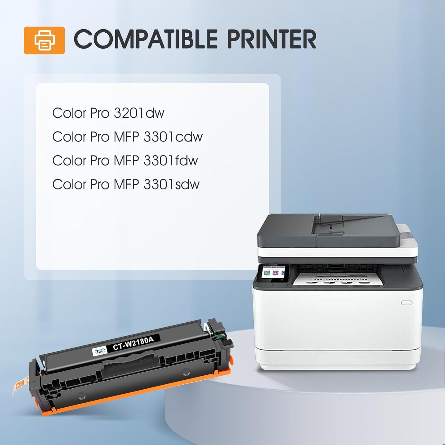 218A 218X Toner Cartridges 4 Pack 3301fdw with Chip Compatible Replacement for HP 218A 218X Color Laserjet Pro MFP 3301cdw 3201dw 3301sdw Printer High Yield Ink Set W2180A (Black Cyan Yellow Magenta)