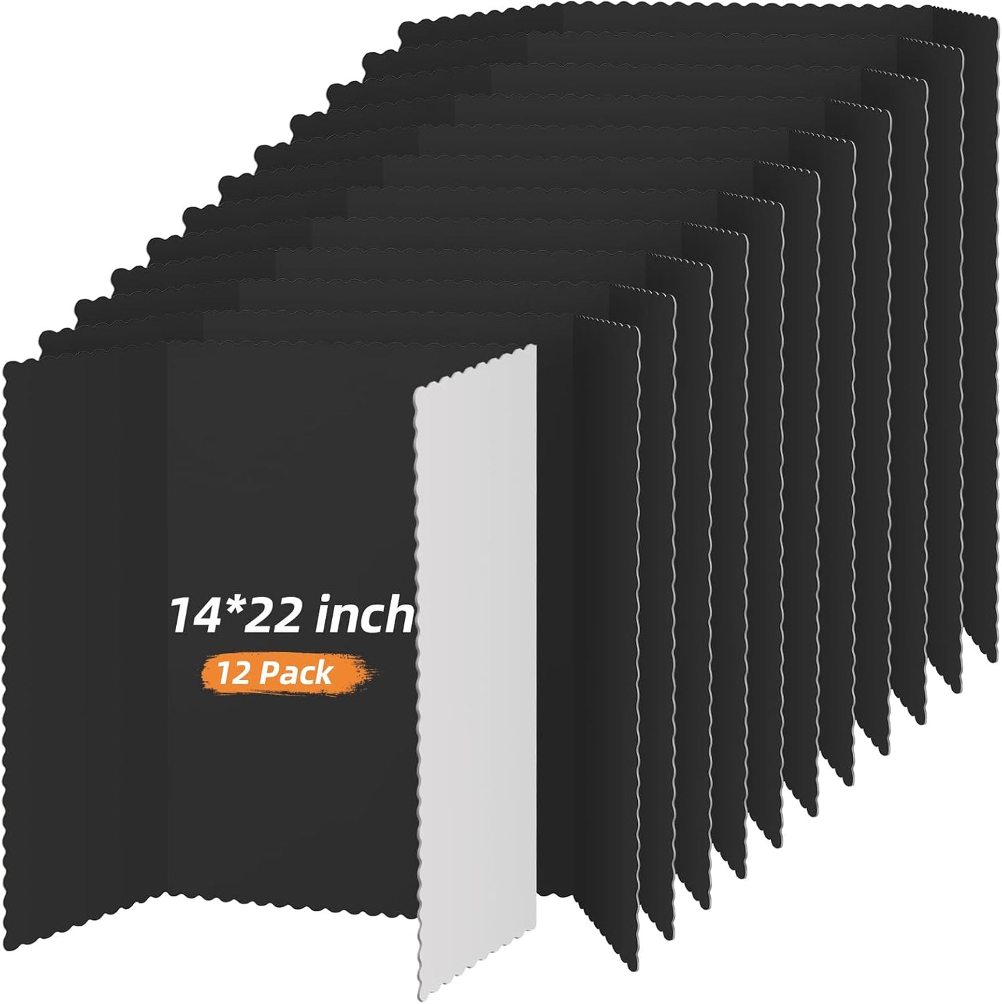 12 Pieces Tri Fold Poster Boards Bulk, Lightweight Science Display Boards, Trifold Presentation Display Board for Science Fair Project(14 x 22 Inch,Black)