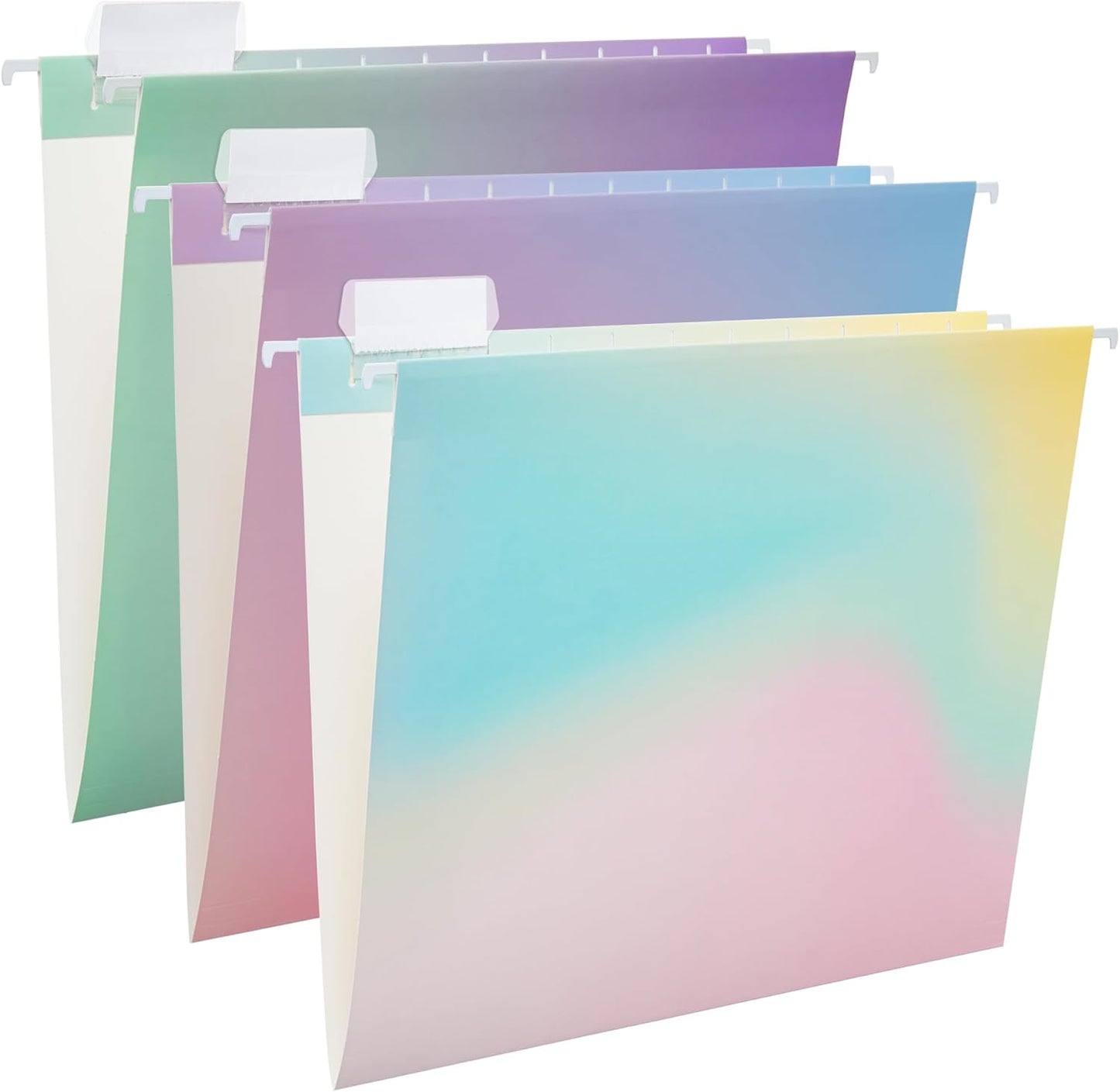 Y YOMA 6 Pack Decorative Hanging File Folders Letter Size Cute Hanging Folder Pretty File Folder Organizer for Filing Cabinet Office Home with 1/5-Cut Adjustable Tabs, Gradient Glow