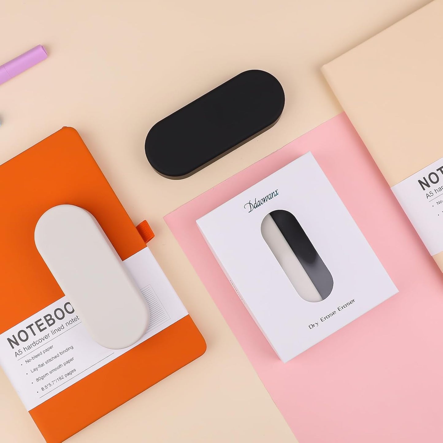 Ddaowanx Dry Erase Erasers, Magnetic Whiteboard Eraser Classroom Must Haves for Students Teachers, School Supplies (2 Pack, Black+White)