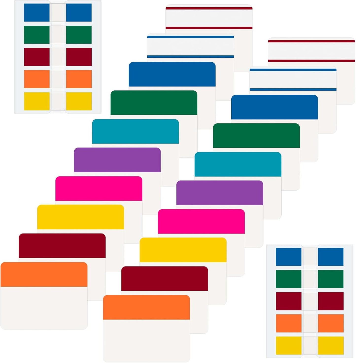 600 Pieces Tabs 2'' Sticky Tabs, Writable and Repositionable File Tabs Flags Colored Page Markers Labels for Reading Notes, Books and Classify Files, 22 Sets 10 Colors