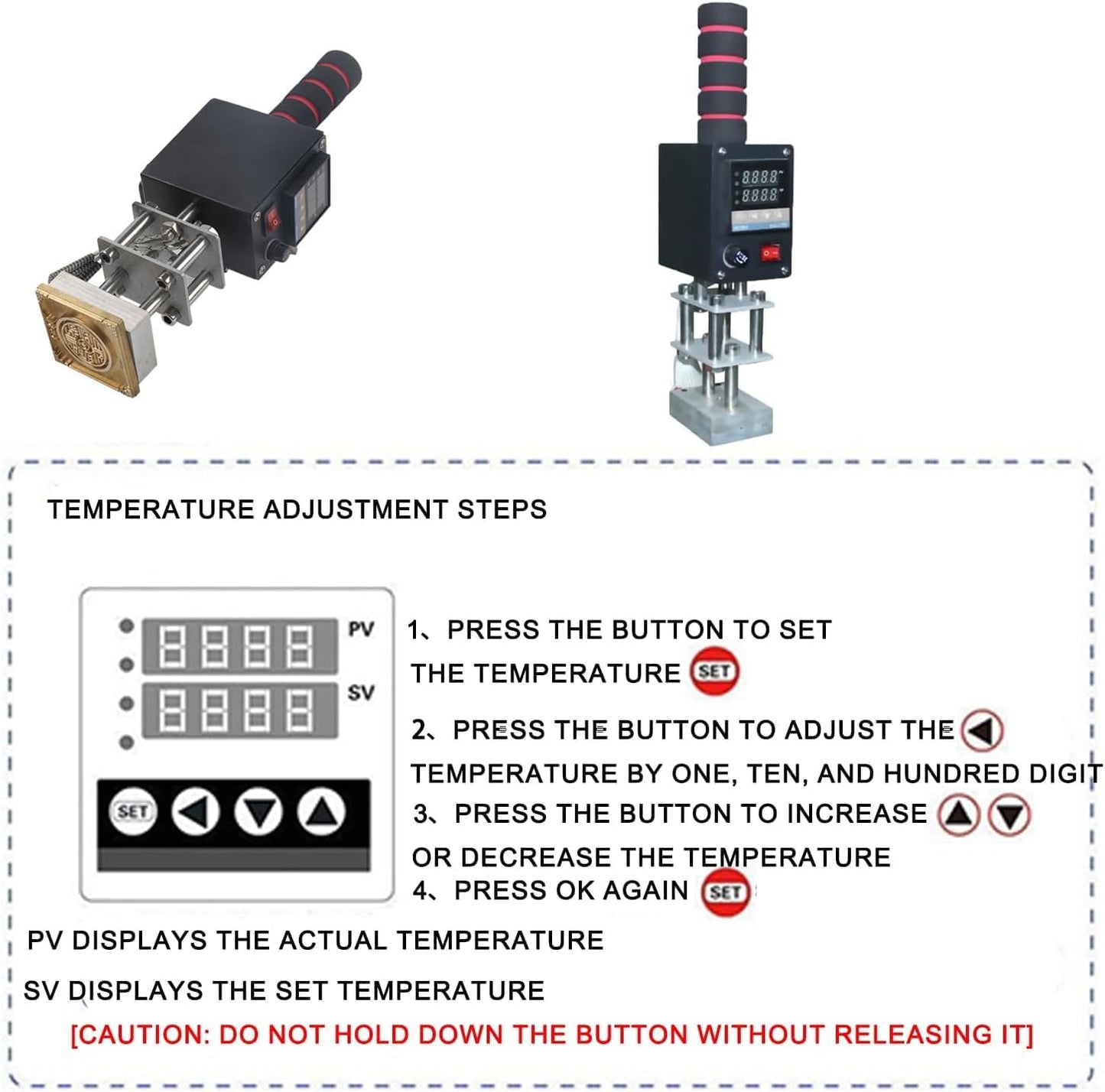 Embossing Machine, 110V 500W Handheld Portable Hot Stamping Branding, Machine Heat Press Digital Leather Tool, Paper Wood Custom Logo Food Foil Stamp Printer (Precise Location 10-13cm)
