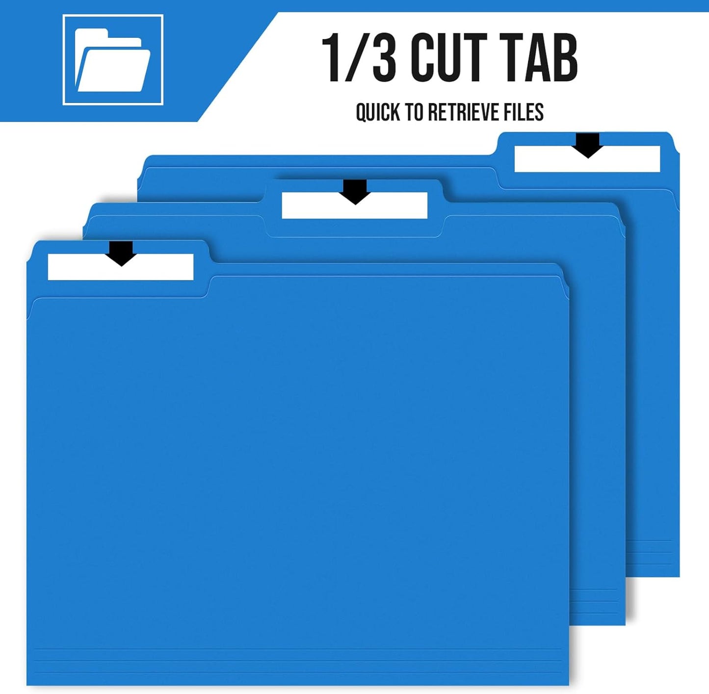 File Folders,IntoJoy 120 Pack Colored File Folder Letter Size, 1/3 Cut Tab Filing Folders for Office School Business File Document Organization,Blue