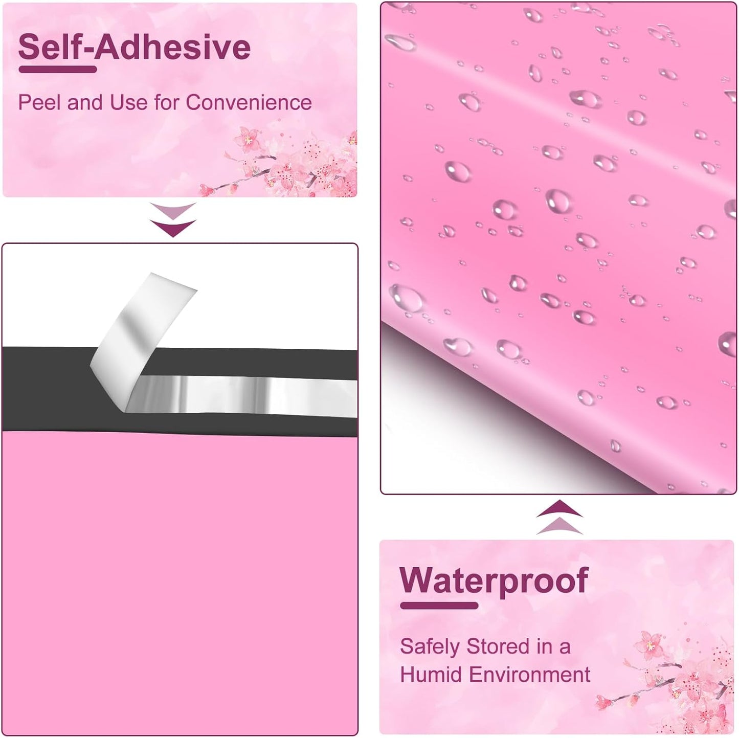 Poly Mailers 10x13 Inch 200 Pcs, Pink Shipping Bags, Mailing Envelopes with Self Seal Adhesive Strip, Waterproof and Tear-Proof Poly Bags for Non-Fragile Items