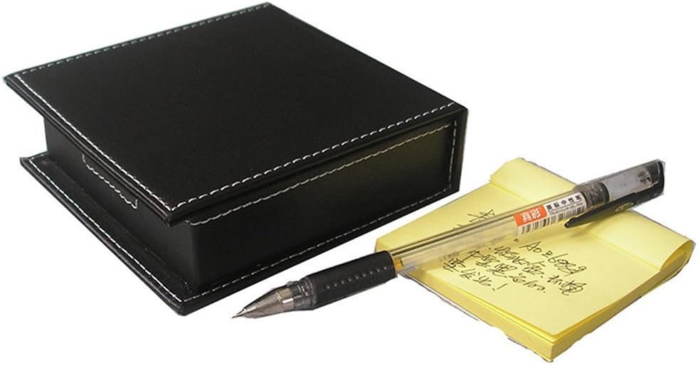 KINGFOM Office Desk Organizer Set 5PCS Supplies Synthetic Leather Including File Holder Cabinet, Desk Organizer Drawer, Multifunction Pencil Holder, Memo Paper Holder,and Tissue Box Holder (T09-Black)