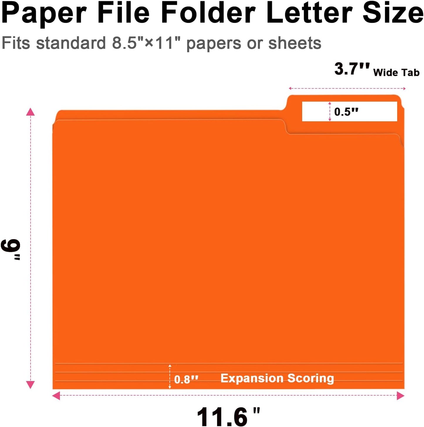 File Folder, RAZCC 150 Pack 1/3 Cut Tab File Folders Letter Size, Orange, Folders with Tab, Great for Organizing and Easy File Storage