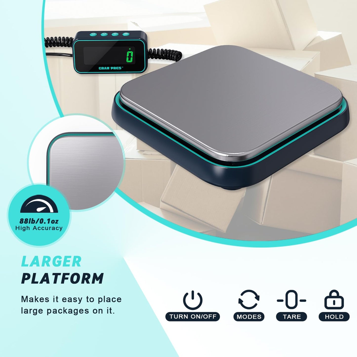 Digital Shipping Scale, 86 lbs/0.1oz Highly Accurate Postal Scale for Packages with Hold/Tare/Separate LCD Display，Stainless Steel Postage Scale，Package Scale for Small Business, Mail Scale