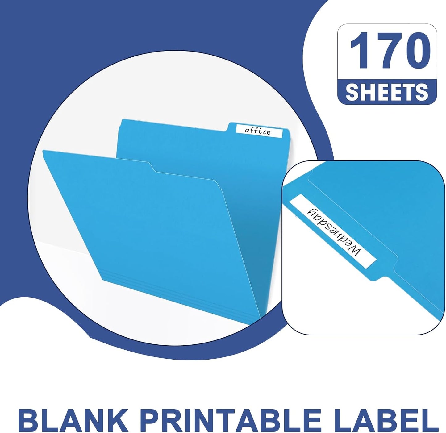 File Folder, PANDRI 170 Pack Colored File Folder, 1/3 Cut Tabs, Letter Size, Assorted 6 Colors Filing Folder for Office School Business