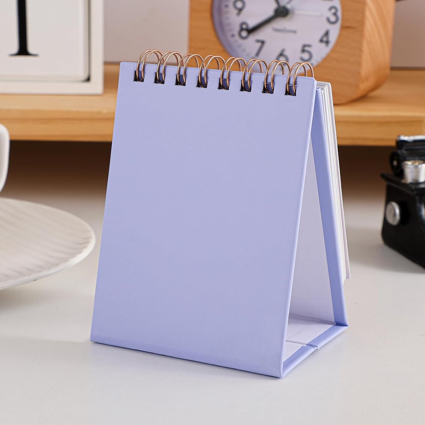 Mini Desk Calendar 2025-2026 - Runs From July 2025 until Dec 2026, 18-Month Small Desktop Calendar 250gsm Thick Paper Twin-Wire Binding for Home or Office (Purple)