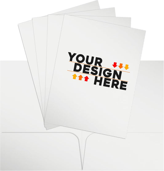 JAM PAPER Custom Printed Semi-Gloss Folders with Round Corner Pockets - Personalized Logo & Text - 12pt C1S - White - 250/Pack