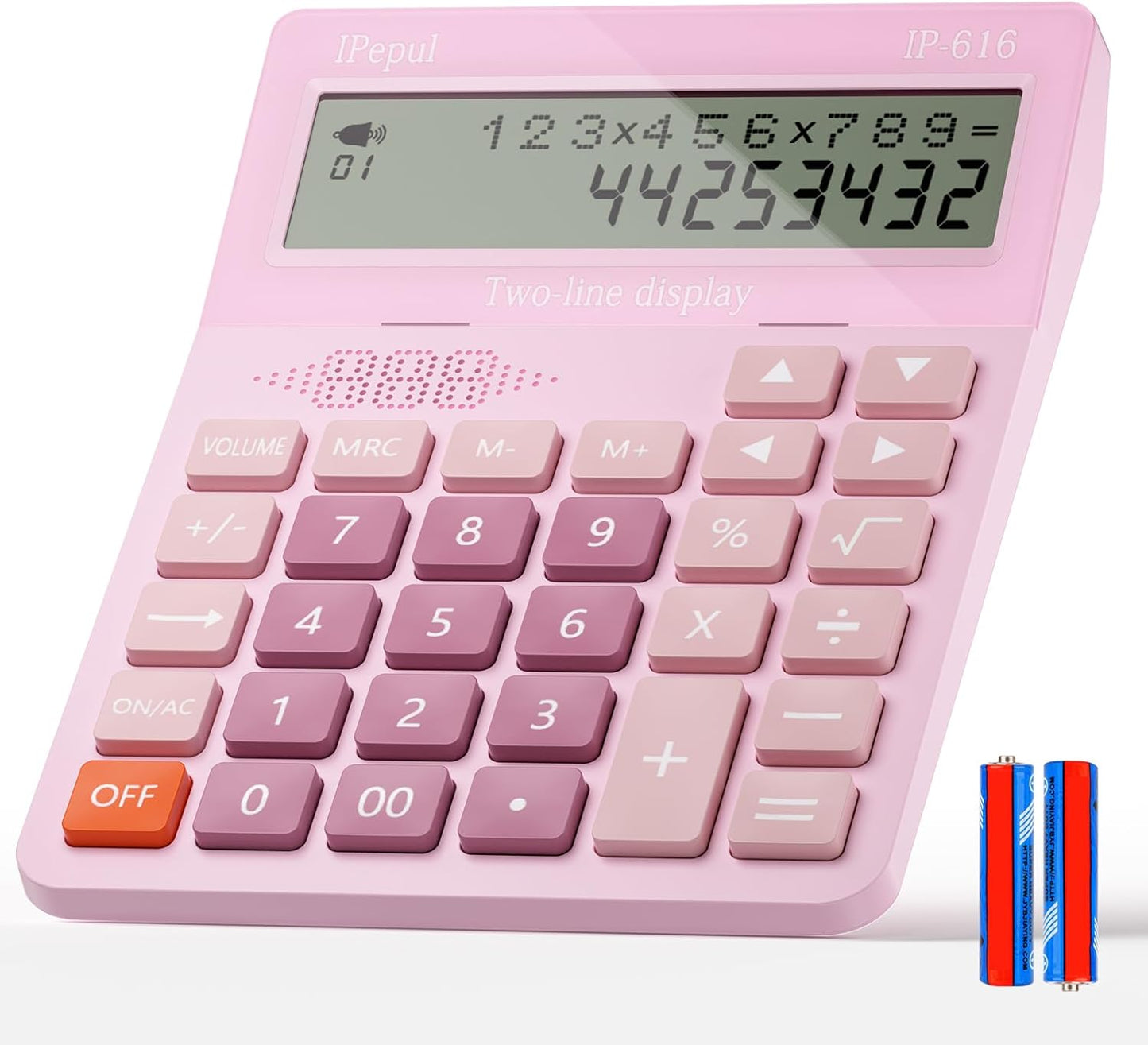 Calculators Desktop, Desk Calculator with Large 2 Line Display, Talking Basic Calculator with big Button & Adjustable Volume, 4 Function Calculators for Business, Students,School Office Supplies(Pink)