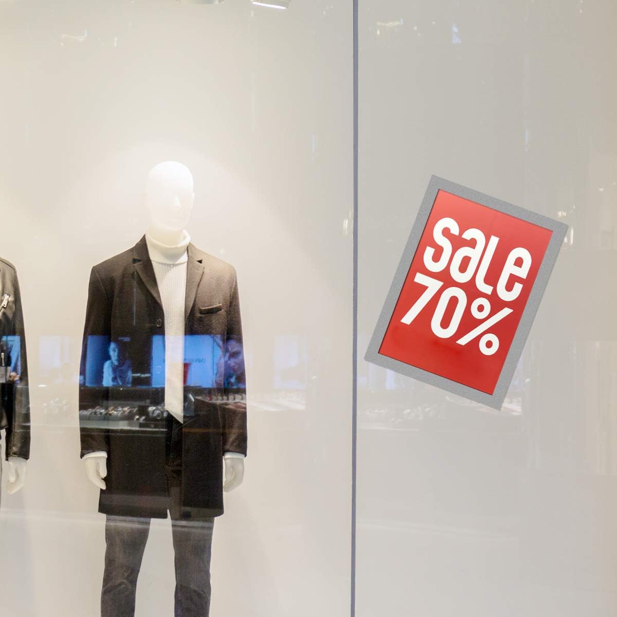 Document Sign Holder Pockets with Adhesive Back, Plastic Poster Picture Notice Display Frame for Window/Door/Wall/Cabinet, 8.5 x 11.6 Inches, Silver, 6 Pack