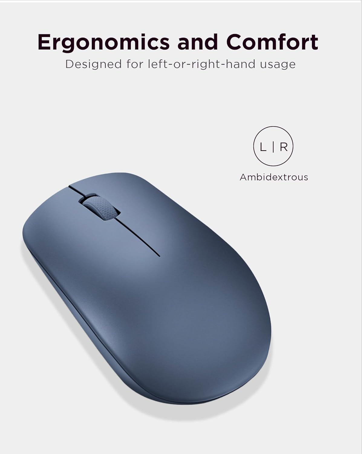 Lenovo 530 Wireless Mouse with Battery, 2.4GHz Nano USB, 1200 DPI Optical Sensor, Ergonomic for Left or Right Hand, Lightweight, GY50Z18986, Abyss Blue