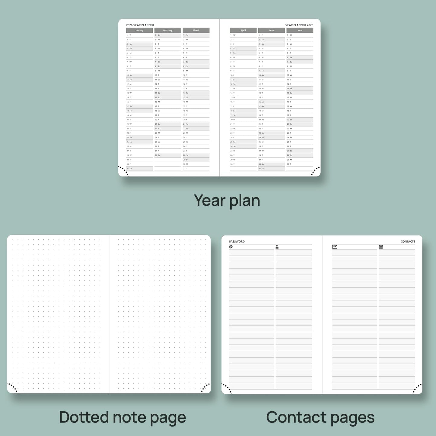 POPRUN Planner 2025-2026 Weekly Notebook for Purse(Pocket Size 4''x 6.25'') Small Academic Calendar (JUL.25 - JUN.26) with Monthly Tabs, Leather Soft Cover, Inner Pocket, 100 GSM - Royal Blue