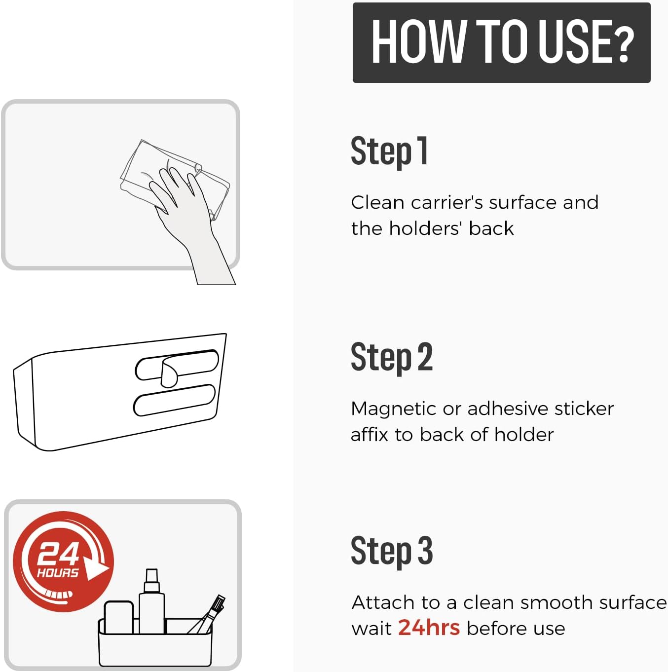 loukin Magnetic and Adhesive Marker Holder, Dry Erase Accessory Tray, Magnetic Storage Organizer for Whiteboard, Glass or Refrigerators (Purple)