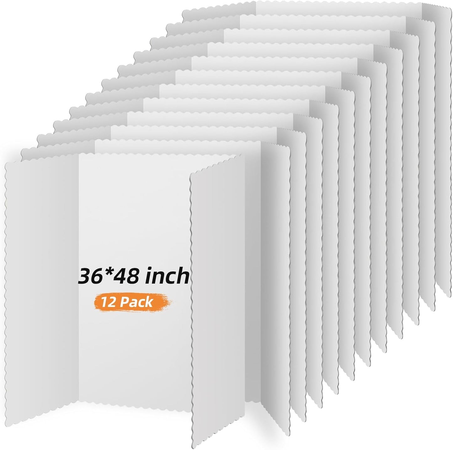 12 Pieces Tri Fold Poster Boards Bulk, Lightweight Science Display Boards, Trifold Presentation Display Board for Science Fair Project(36 x 48 Inch,White)