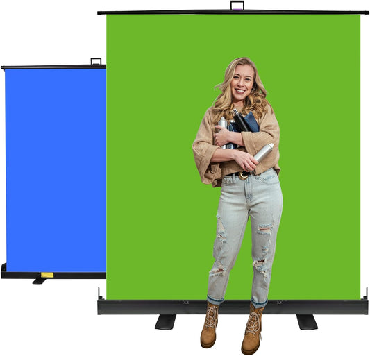 EMART Collapsible Chromakey Backdrop,2-in-1 Green Blue Screen,Double-Sided Retractable Auto-Locking Frame Background Panel for Photo Studio Video Photoshoot