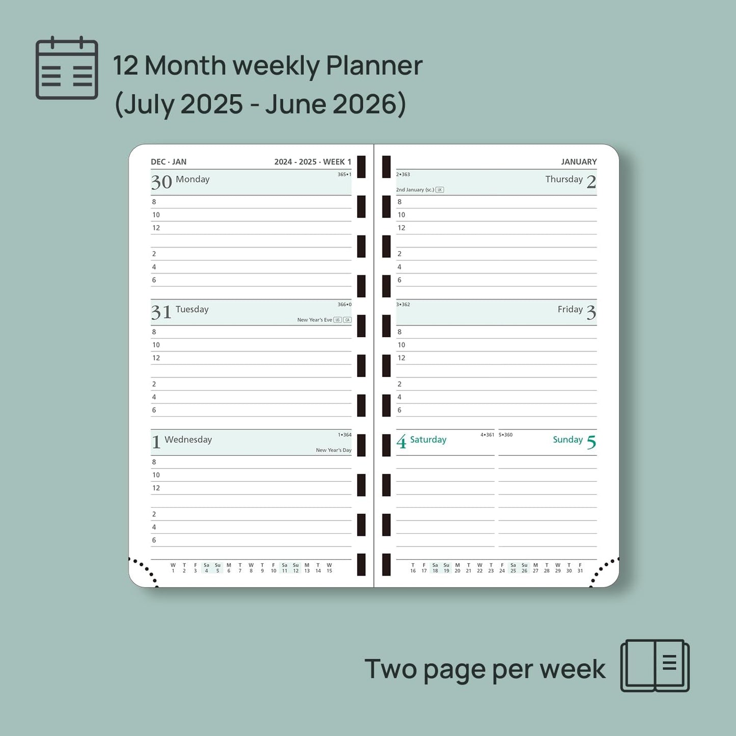 POPRUN Pocket Planner 2025-2026 (Slim Size 3.5'' x 6.5'') Academic Purse Calendar (July 2025 - June 2026) with Hourly Time Slots, 100GSM Thick Paper, Spiral Soft Cover - Burgundy Red