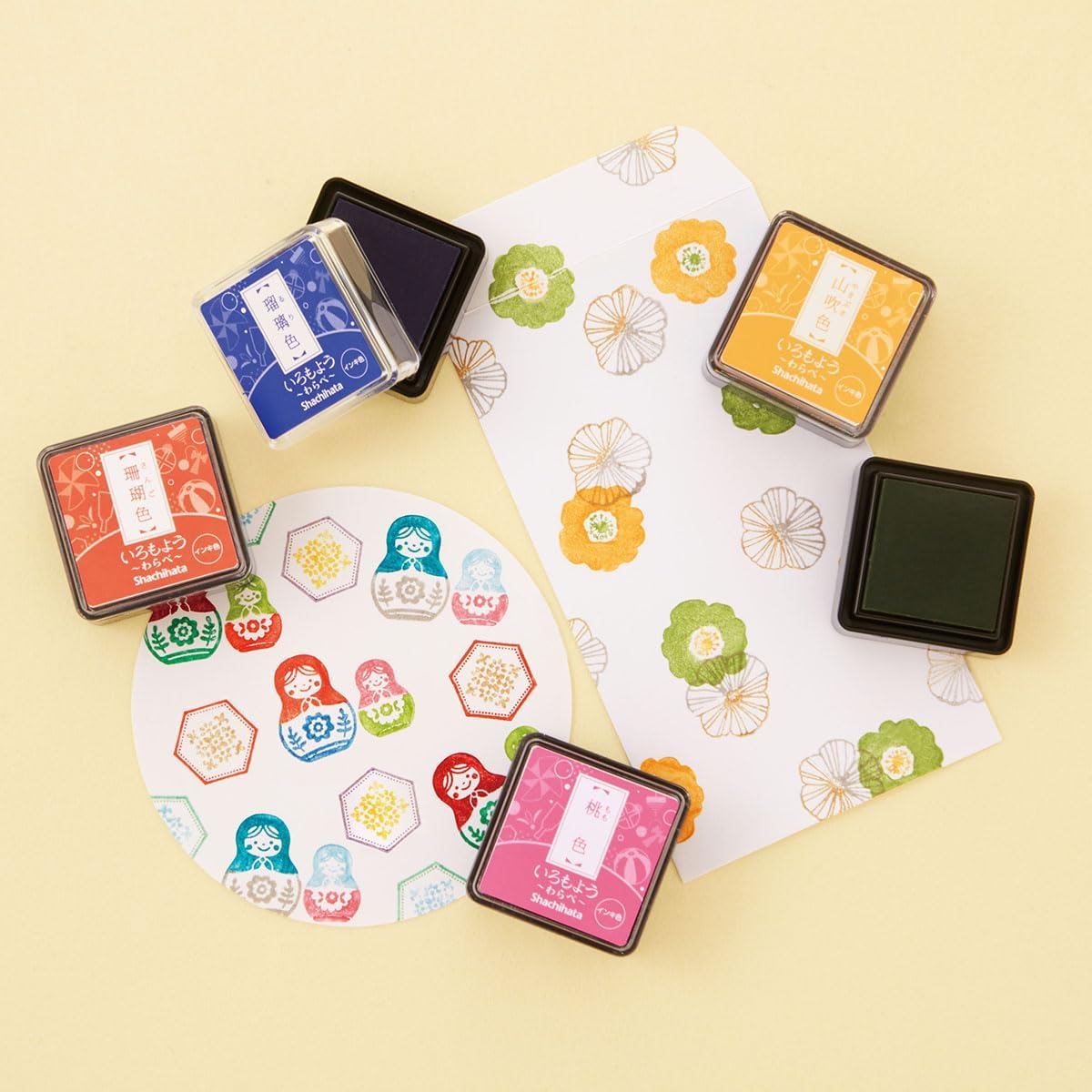 IROMOYO WARABE Stamp PAD, Small Traditional Japanese Ink Colour, Oil-Based Ink pad - RED Violet