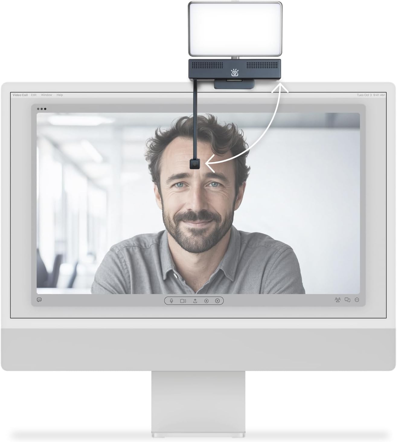 Pro 4K HD Webcam Camera Pro and Light Panel Bundle with Eye Contact, Noise Cancelling Mic