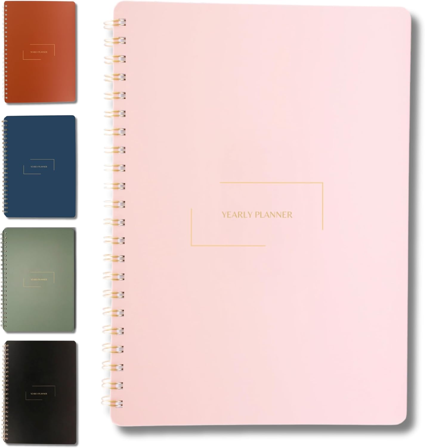 | Ultimate Yearly, Daily, Weekly, Monthly Planner | 8.25" x 11.75" | To Do List Notebook for Work | Simple Design | Multiple Layouts | Academic Planner and Organizer Notebook (Pink, Yearly Planner - Portrait)