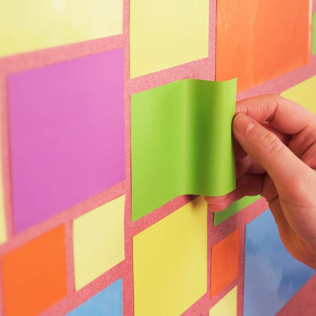 Self-Stick Notes 8x4 inch | Sticks to Any Surface Without Glue | Reusable White Dry Erase | Great for Classroom and Home Office (Assorted Colors, 8x4 inches)