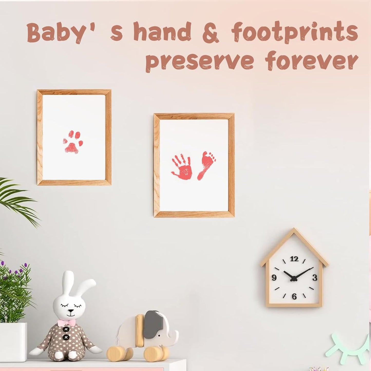 Inkless Baby Hand and Footprint Kit,Clean-Touch Ink Pad Kit,Safe No Mess Printing Infant Hand Foot Stamp,4 Pack Newborn Inkless Print Pads Best Keepsake or Gifts for Family