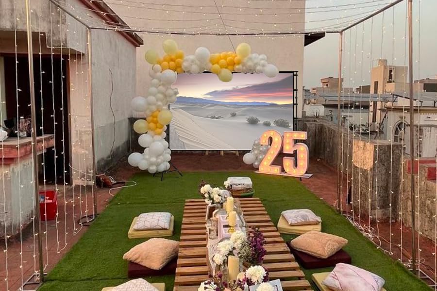 150'' Portable Projector Screen with Stand, 4K HD Outdoor Movie Screen, 10-Year Exchange