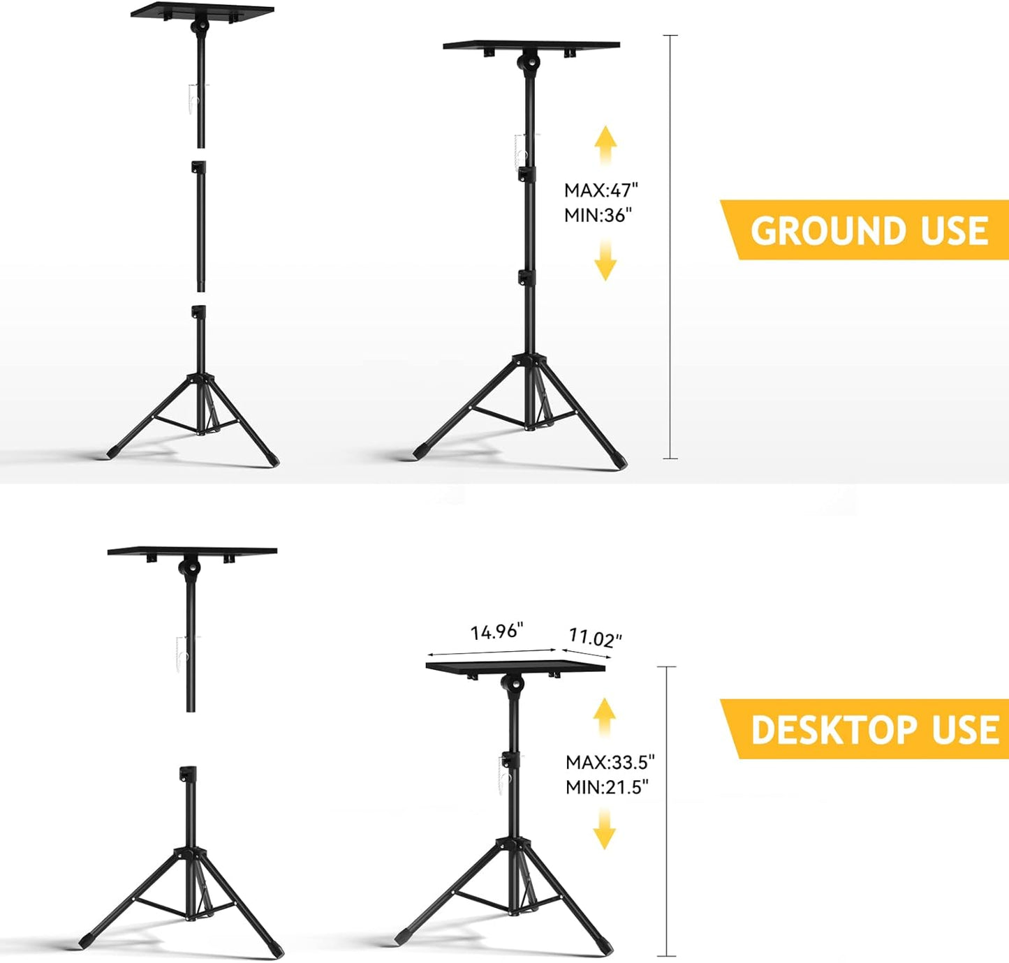 Projector Stand Tripod - Laptop Tripod Projector Stand Adjustable Height 22 to 47 Inch, Projector Tripod Stand, Tripod for Porjector, Projector Stand for Outdoor Movies