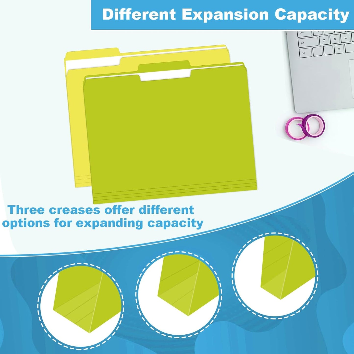 File Folder, HERKKA 120 Pack 1/3 Cut Tab File Folders, Letter Size, Assorted 10 Colors, Colored File Folders Great for Organizing and Filing