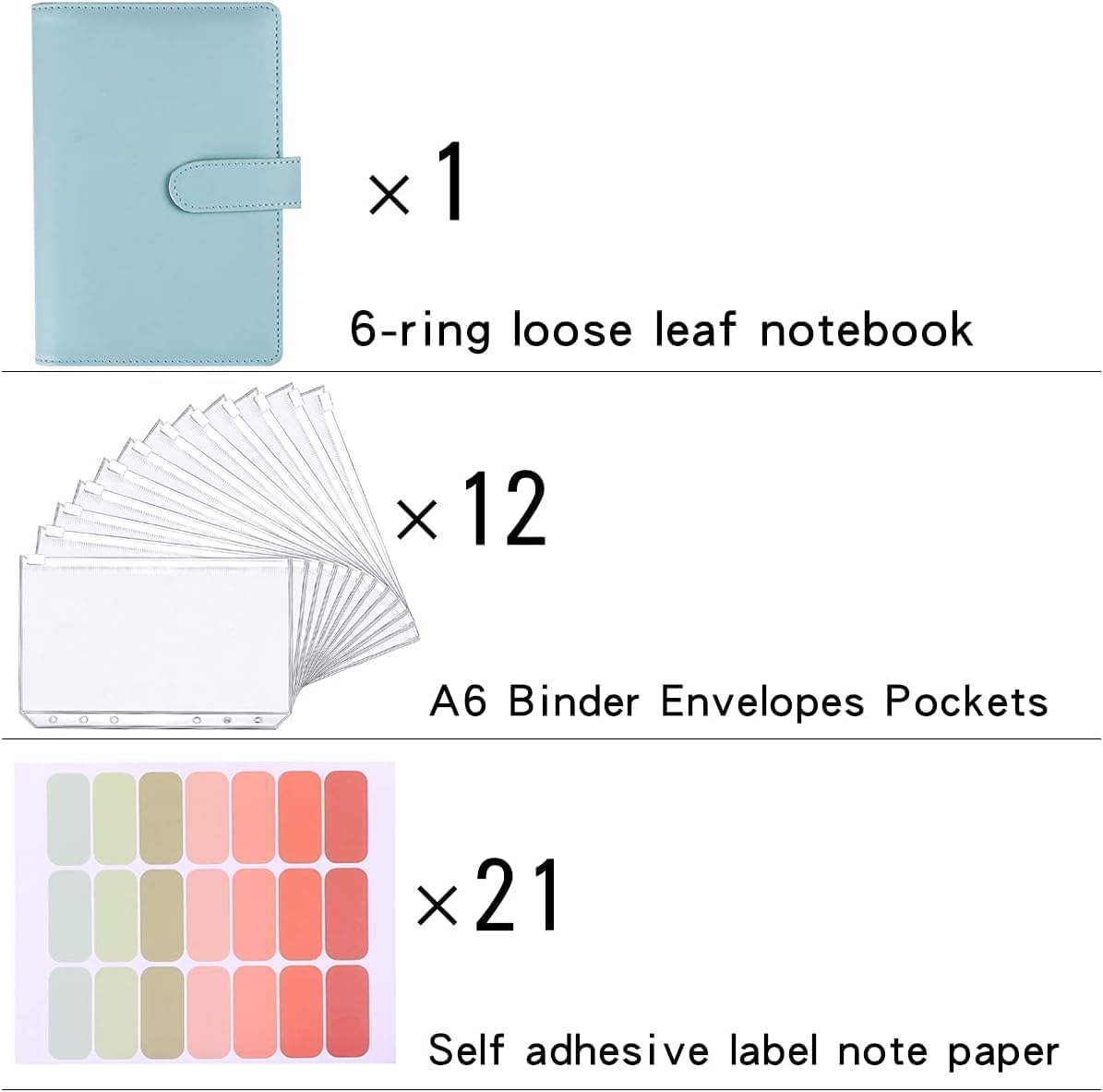 Money Saving Binder, Savings Challenges Book with for Cash Envelopes, 12pcs Zipper Envelopes A6 Budget Binder, Budget Planner for Managing Budgets and Saving Money -(Blue-7.4IN)
