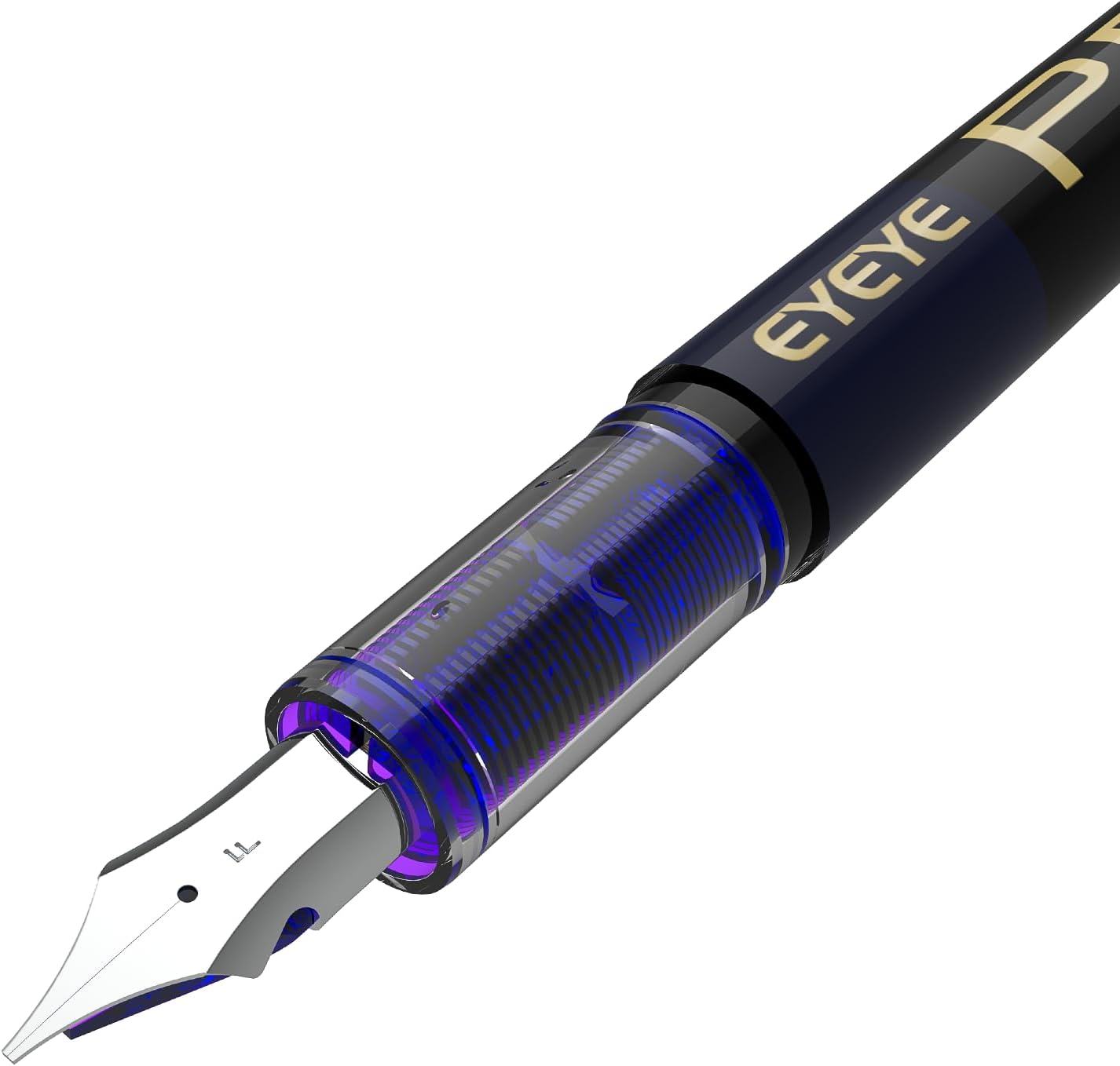 EYEYE Fountain Pens for Writing, 8 Pack Blue Fine Point Pens Disposable Fountain Pens Stainless Steel Nib, Smooth Writing for Journaling, Drafting, Sketching, Doodling & Office Supplies