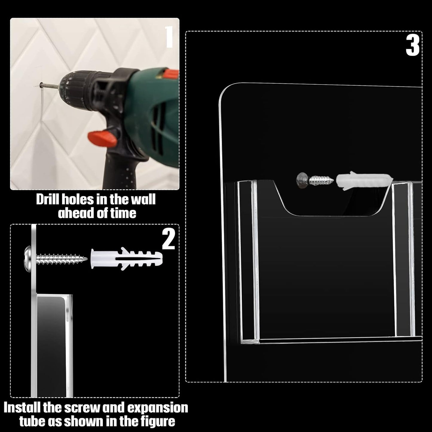 Eersida 10 Pockets Acrylic Brochure Pamphlet Holder Brochure Display Stand Business Tri Fold Multi Slot Holder Rack Wall Mount Clear Pocket Space Saver for Flyer Literature Menu Advertise
