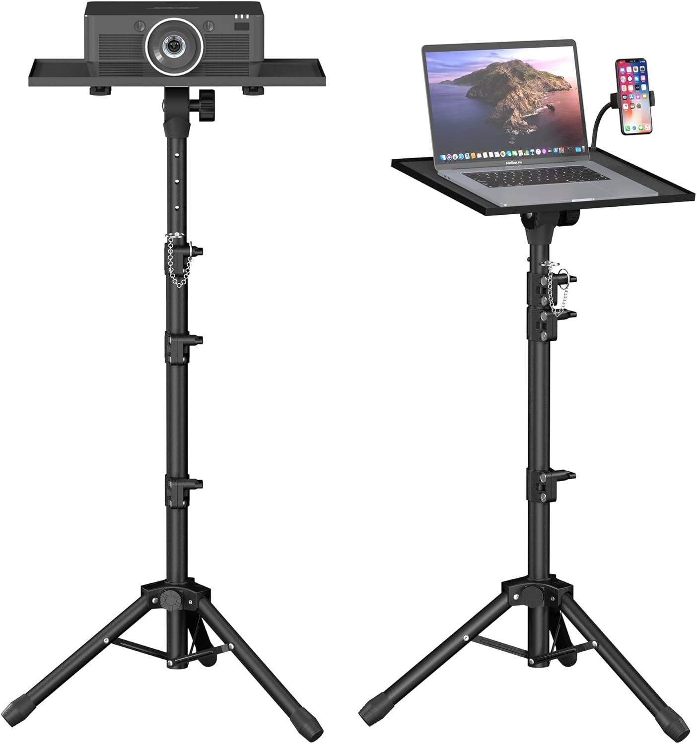 Projector Stand - Adjustable Height 22 to 63 Inches, Tripod for Laptop & Projector, Outdoor Movies