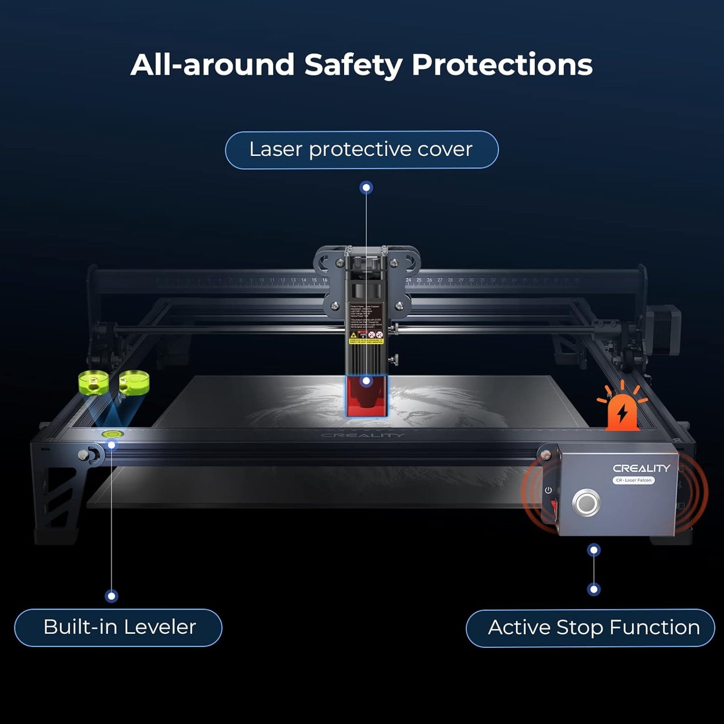Creality Laser Engraver Machine 10W Output Power, 72W DIY Laser Engraving Machine 0.06mm High Precision Laser Cutter and Engraver for Wood and Metal, Paper, Acrylic, Glass, Leather etc, 17" x 16"