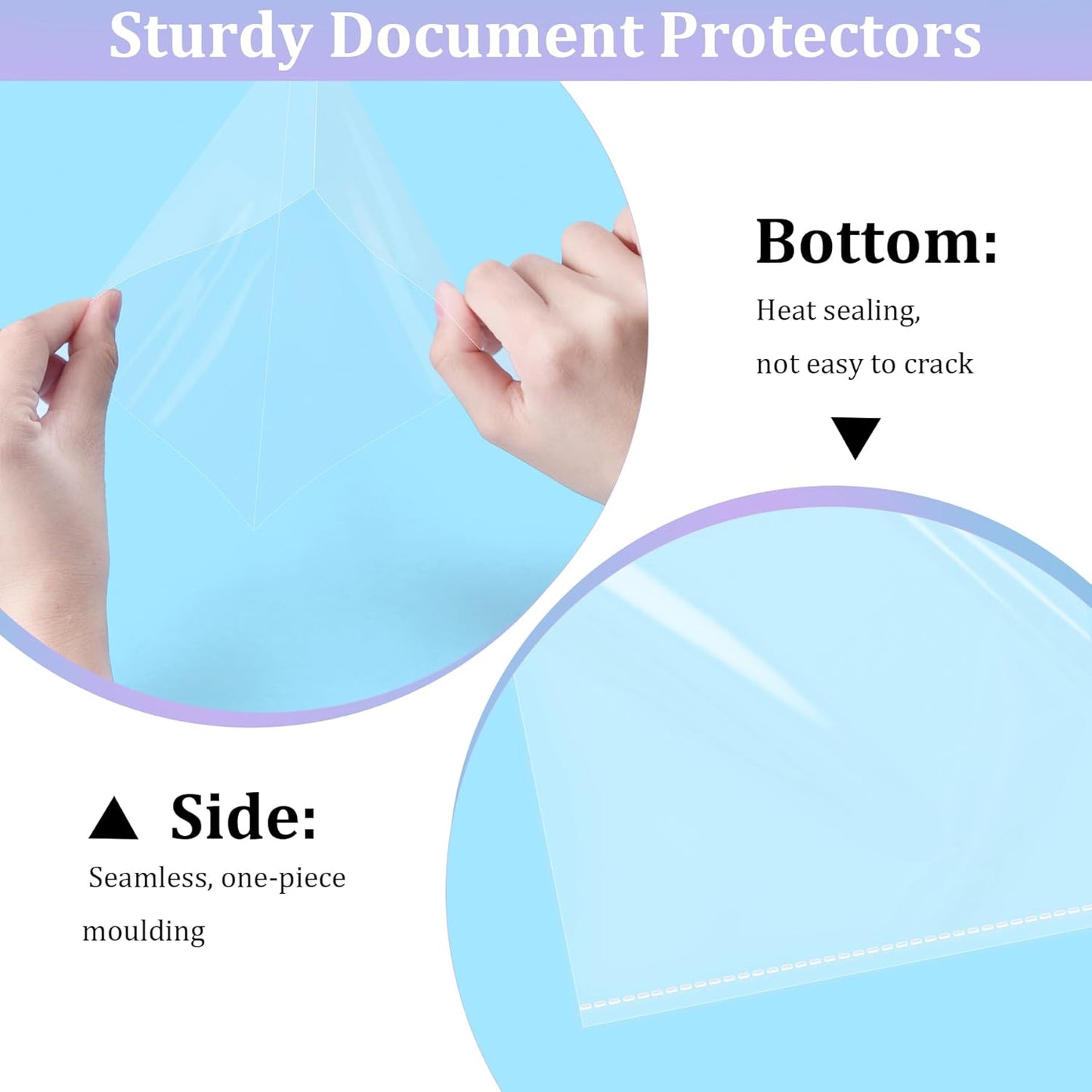 50 Pack No Holes Sheet Protectors 8.5 x 11 Inch Letter Size Page Protectors for Documents, Prints, Top Loading Heavyweight Clear View Plastic Sleeves for Papers, Artworks, Photos