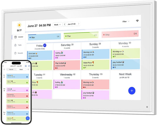 Digital Calendar, 15.6 Inch Wall Planner Digital Calendar & Chore Chart, IPS HD Touchscreen Interactive Display for Family Schedules, 2025 Calendar Share Photos/Schedules Instantly