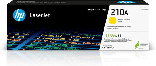 HP 210A Yellow Toner Cartridge | Works Color Laserjet Pro 4201, Color Laserjet Pro MFP 4301 Series | W2102A