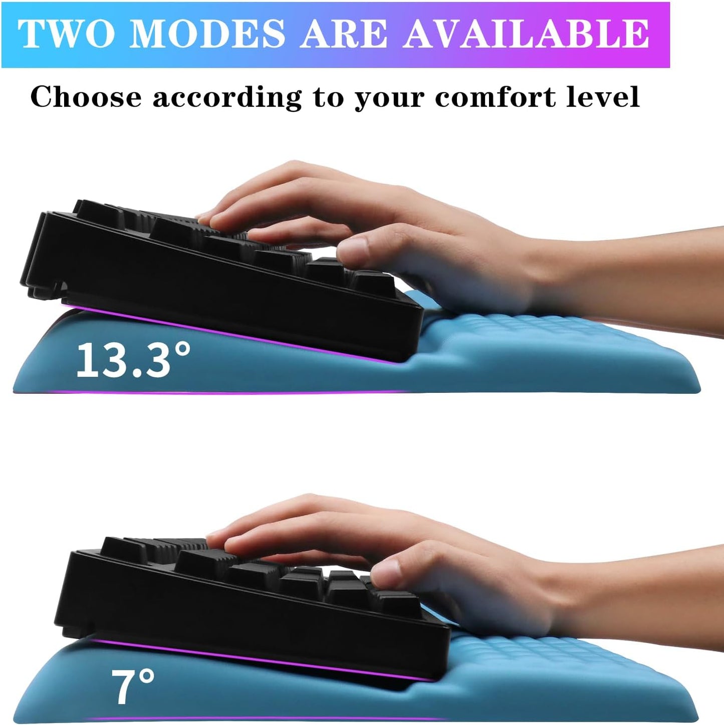 Computer Keyboard Stand with Wrist Rest, Ergonomic Tilted Keyboard Holder - Keyboard Riser with Wrist Pad - Keyboard Tray Support for Office Home - Blue