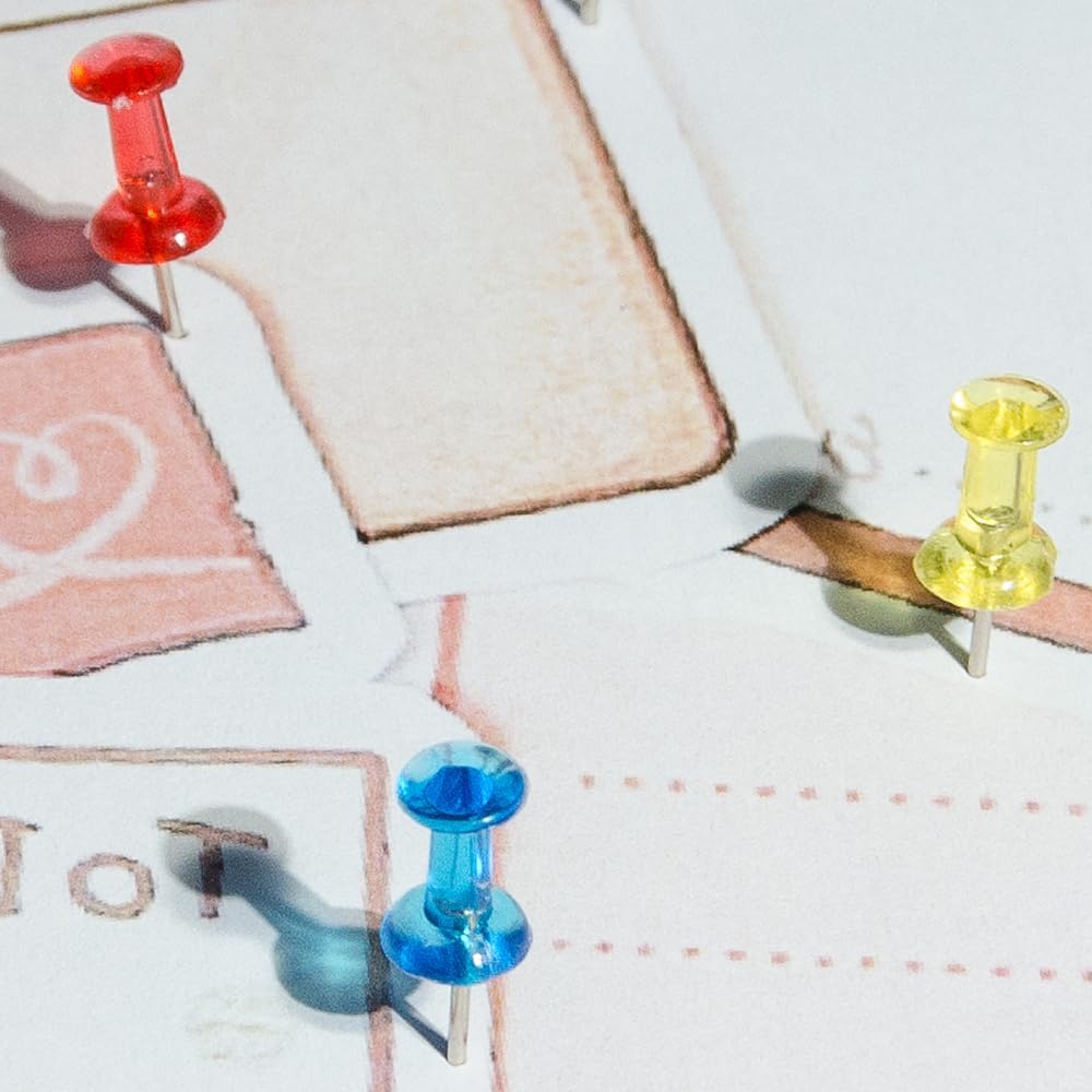 100 Pack Push Pins Tacks, Clear Plastic Head, Steel Point,Thumb Tacks for Bulletin Board,Stick Pins Thumb Tacks for Cork Board Wall Hangings (100, Colorful)