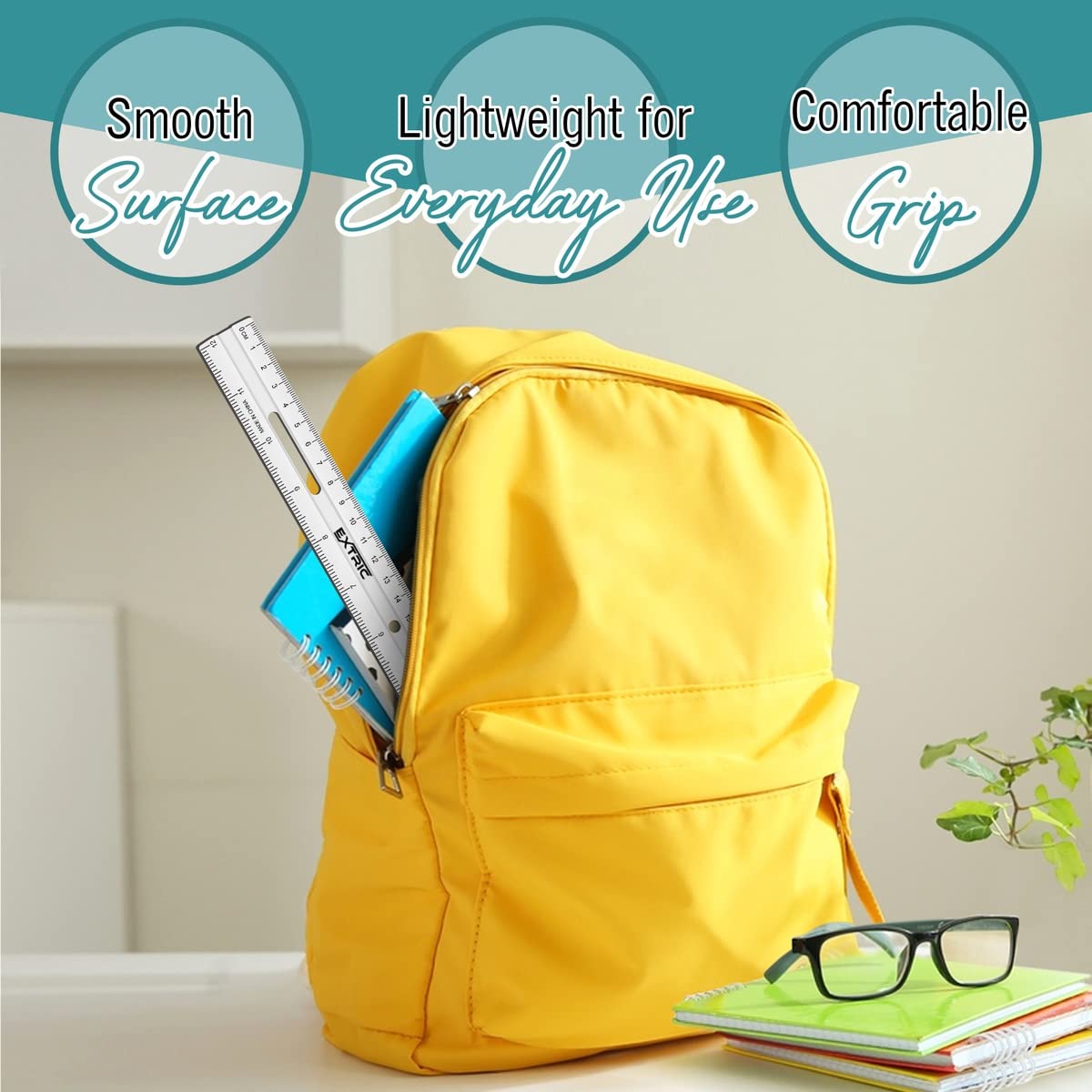 Clear Plastic Rulers 12 Inch, Rulers Bulk for Classroom Assorted Colors 10 Count Metric and Inches Ruler, Shatterproof Ruler 12 Inch