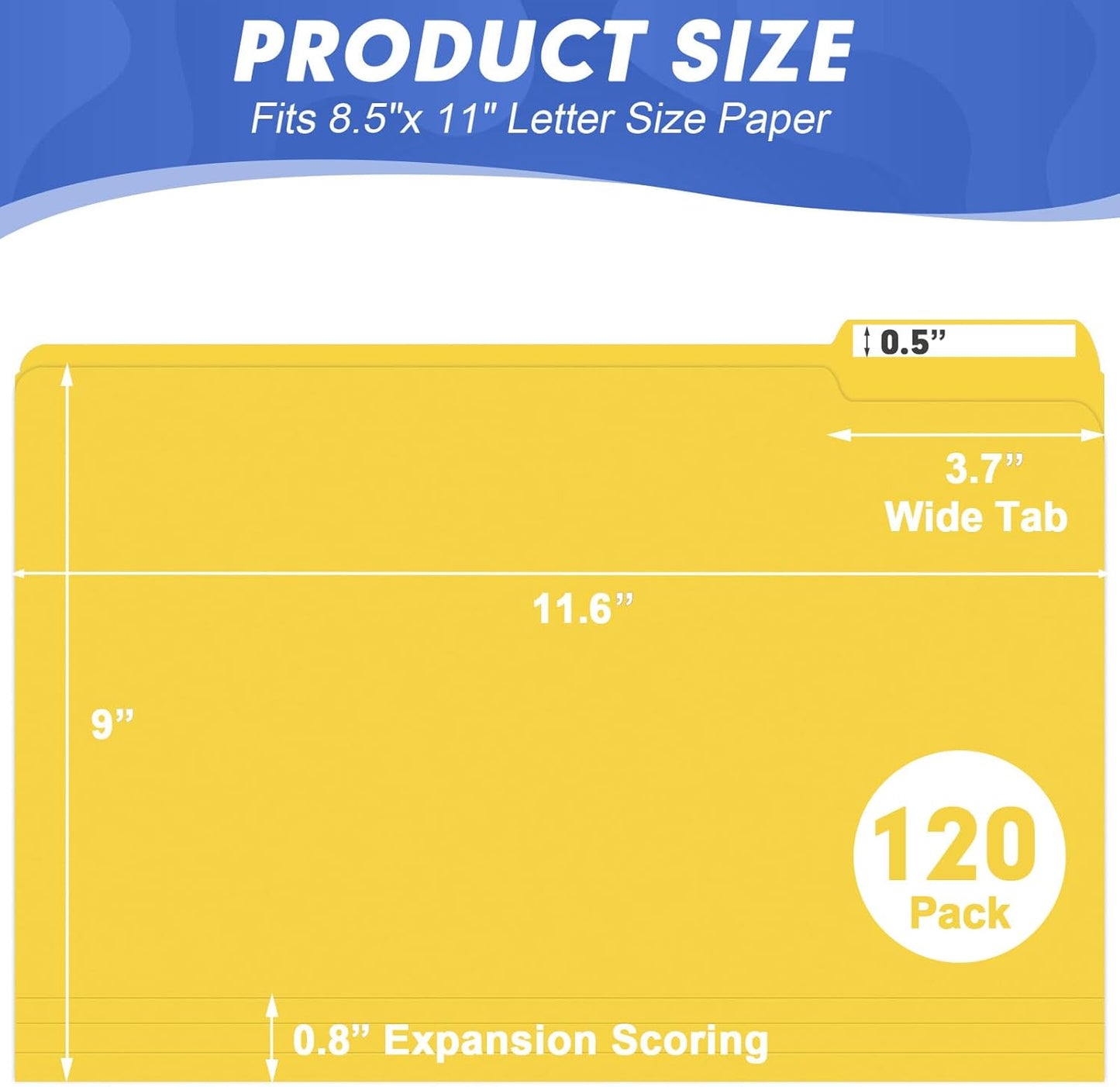 File Folder, HERKKA 120 Pack 1/3 Cut Tab File Folders, File Folders Great for Organizing and Filing, Letter Size, Yellow