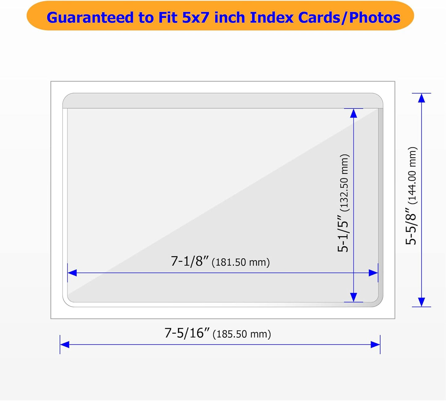 Clear Adhesive 5" x 7" Index Card Pockets with Top Open for Loading, 50 Pack, Plastic Labels Holders for Storage Bins and Library Card, Organizing and Protecting Your Index Cards or Photos